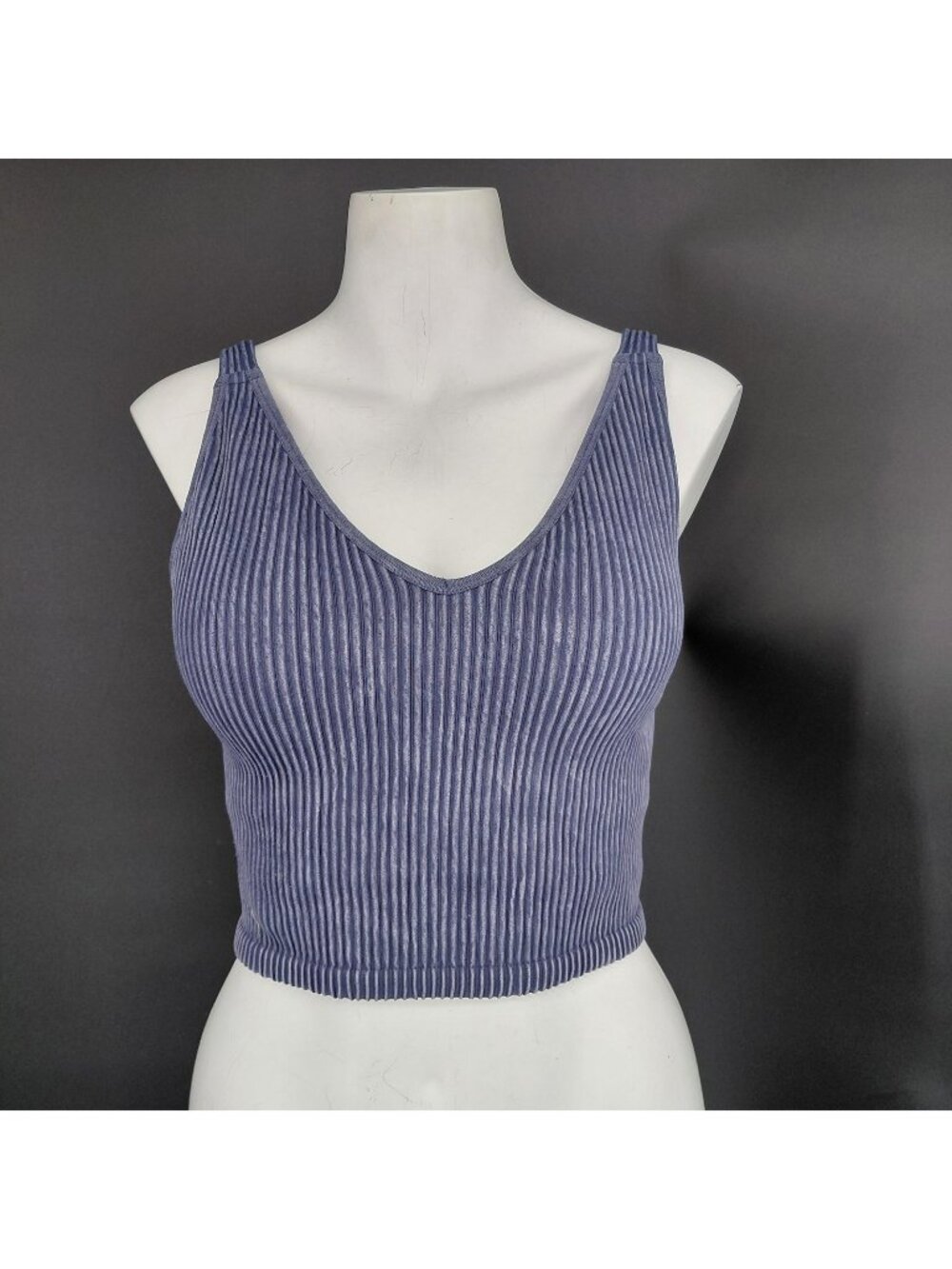 90 Degree Reflex Sports Bra Crop Top Womens Medium Blue Seamless Alamo Ribbed